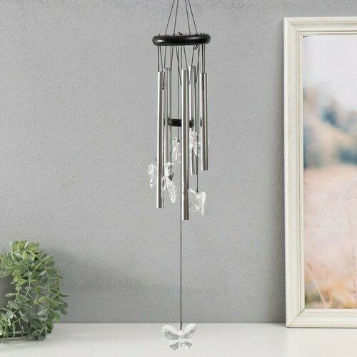 Музыка ветра металл дерево Хрустальные бабочки 5 трубок 60х9х9 см 1038₽