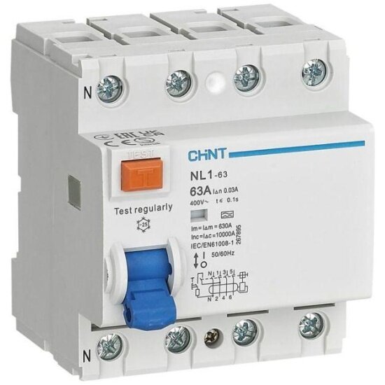 Выключатель дифференциального тока (УЗО) Chint 4п 40А 300мА тип AC 6кА NL1-63 (R), 200230