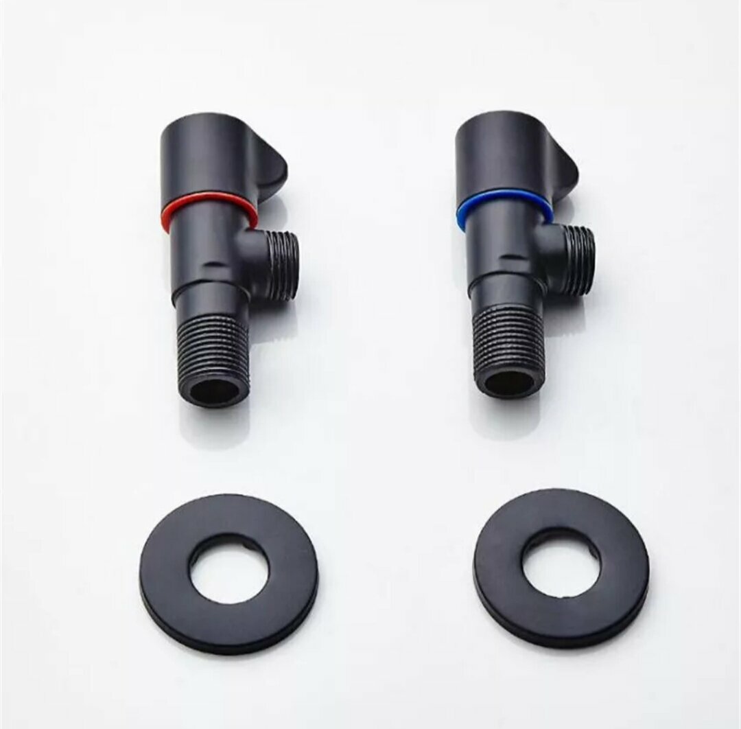 Угловой Кран 1/2х1/2 Черный 2шт. — фото 1