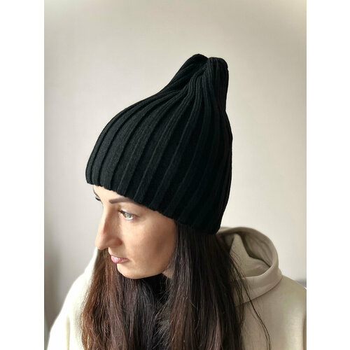 фото Шапка бини тыковка, размер 52/60, черный marya accessories