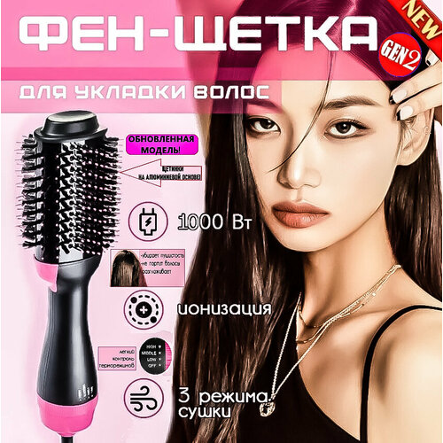 Фен-щетка стайлер для профессиональной укладки сушки и выпрямления волос 3в1Обновленная модель 2 поколения Gen2Щетинки на алюминиевой основе 199000₽