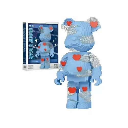Конструктор Голубой светящийся коллекционный медведь с сердечком из миниблоков 2630 деталей конструктор bear розовый медведь 2630 деталей
