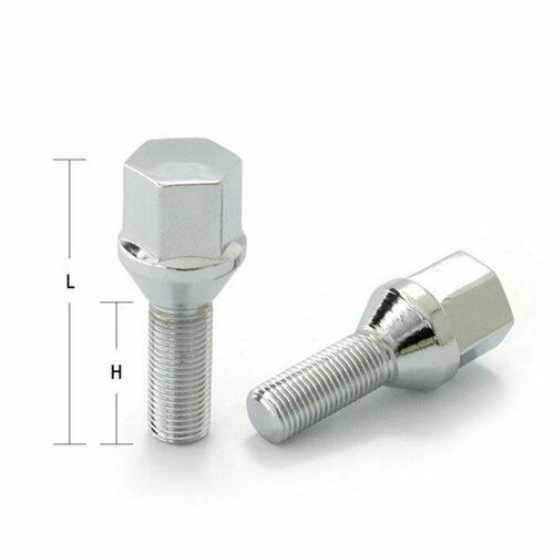 Болт 12 x 1,5 мм, длина 56/31, под ключ 17 мм, конус, хром, набор 20 шт