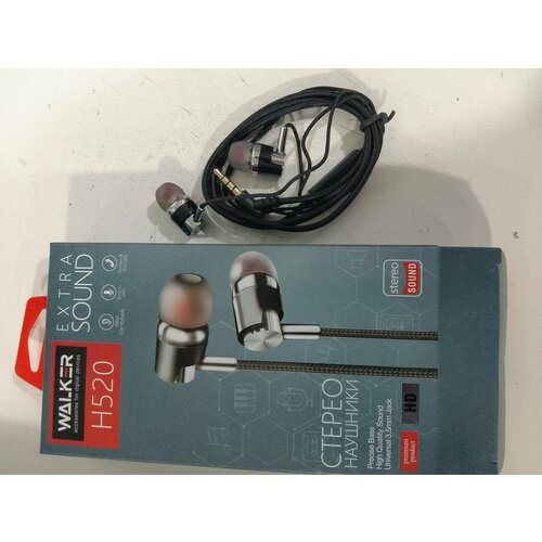 Наушники с микрофоном внутриканальные WALKER H520 с угловым штекером тканевые 22000₽