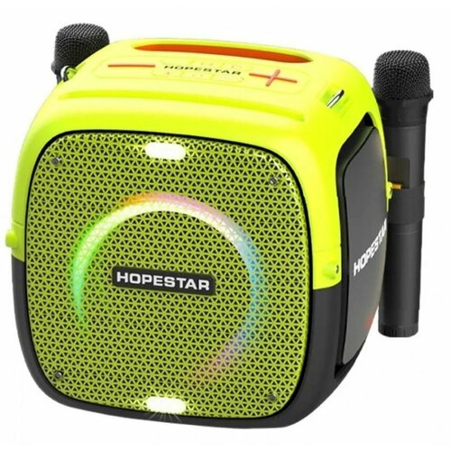 Колонка Bluetooth MP3 караоке 2 микрофона Hopestar PartyOne зеленая 1099900₽