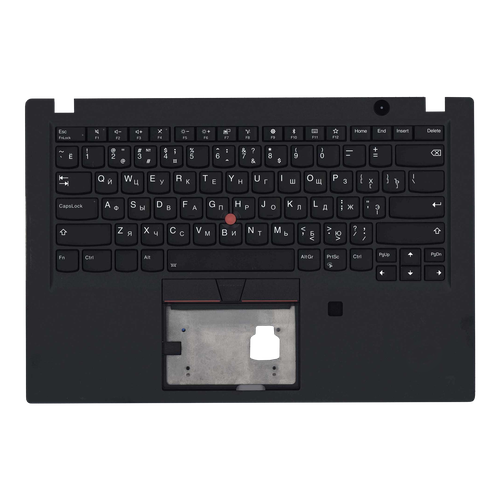 Клавиатура (топ-панель) для ноутбука Lenovo ThinkPad T490s черная с черным топкейсом (под отпечаток пальца FPR) черный
