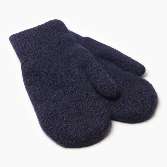 фото Варежки женские с мехом внутри ВЖ632-01, цвет темно-синий, р-р 7-8