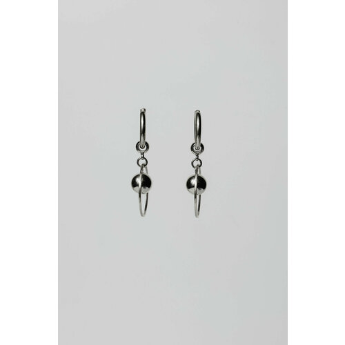 фото Серьги с подвесками ресурс серьги-кольца ресурс с подвесками-шарами, металл, размер/диаметр 25 мм, белый, серый