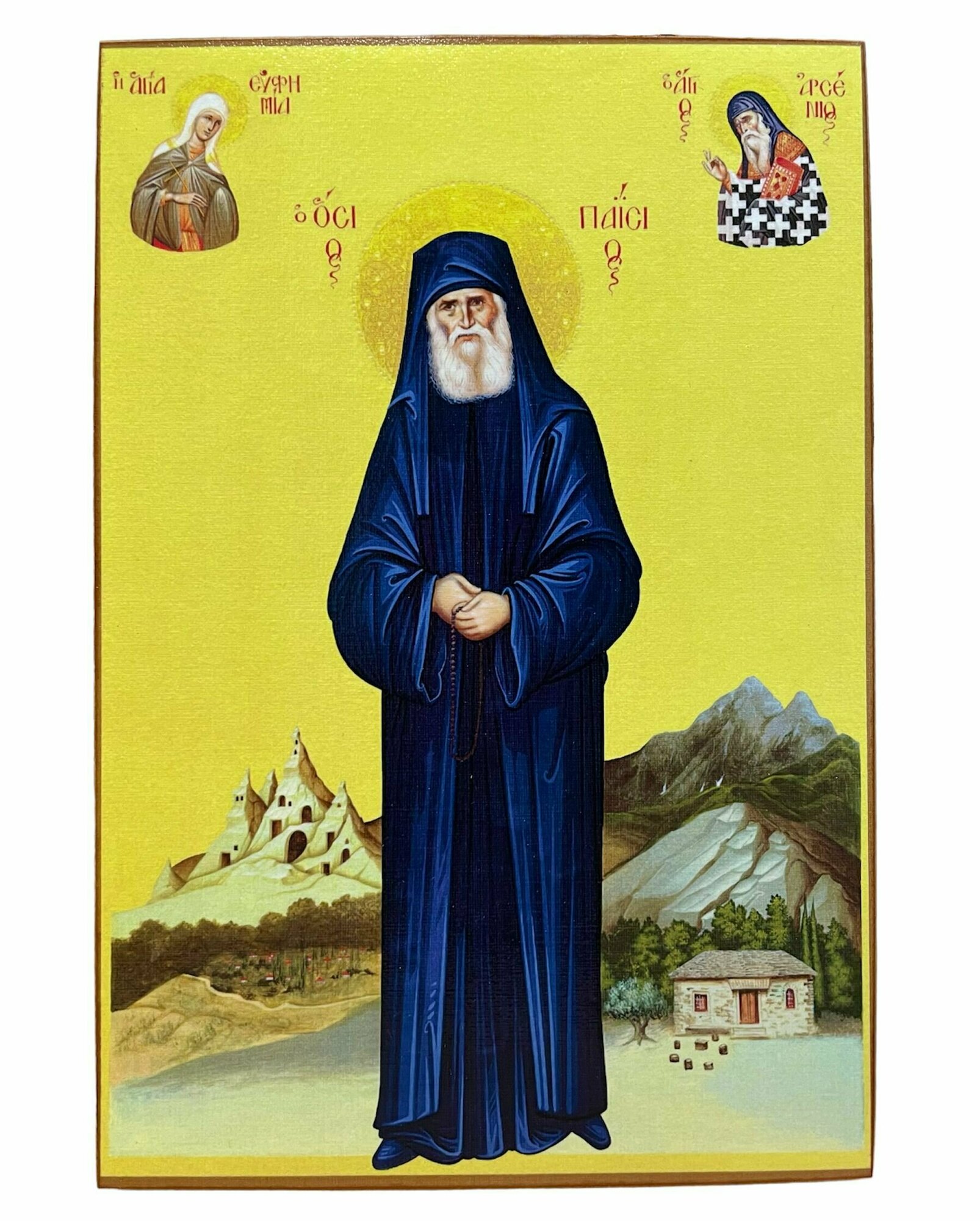 Икона паисий Святогорец, Преподобный, под старину, 15х18 см