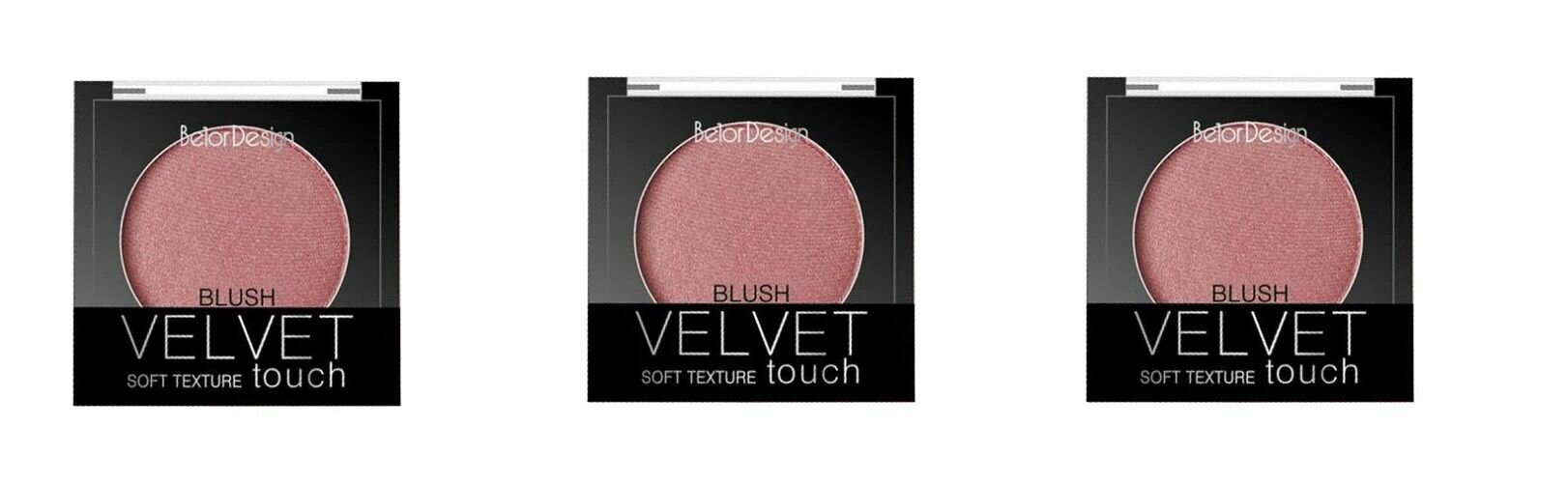 Румяна для лица Belor Design Party Velvet Touch, тон 102 розово-персиковый х 3шт