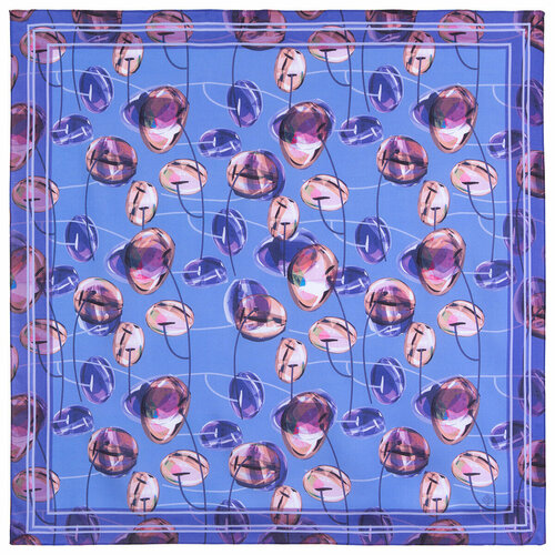 фото Платок павловопосадская платочная мануфактура, 80х80 см, фиолетовый, голубой