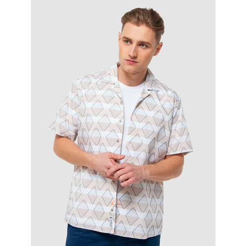 Рубашка KANZLER, размер 39, бежевый 2022 летняя гавайская рубашка мужская рубашка свободная рубашка с отворотом и коротким рукавом пляжная одежда футболки гавайская мужская