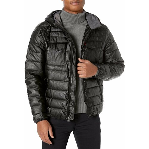 пуховик massimo dutti quilted down jacket бежевый Куртка Levi's, размер L, черный