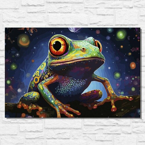 Картина по номерам на холсте животные красочная лягушка (земноводные, абстракция) - 12678 Г 60x40