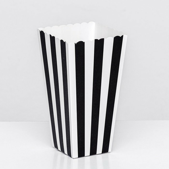 Упаковка для попкорна, черные полосы, 8,5 х 8,5 х 16,5 см (комплект из 50 шт)