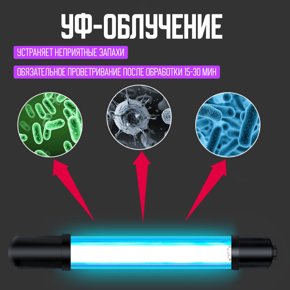 УФ-лампа для стерилизации аквариума до 50 л, черный, 13Вт, переносная — фото 1