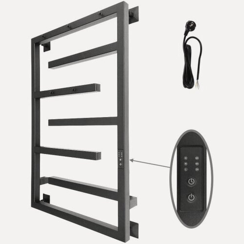Изображение товара Полотенцесушитель Altasan Лабиринт Проф (электро.) 80х50 (5 крючков, таймер, скр. монтаж, унив. подкл, Черный муар), Альтасан