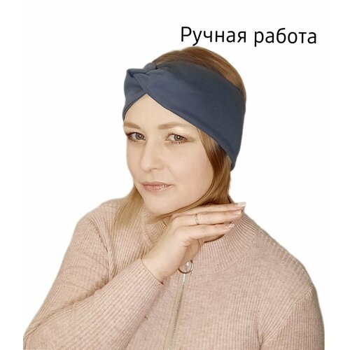 фото Повязка повязка на голову женская, хлопок, размер onesize, серый нет бренда