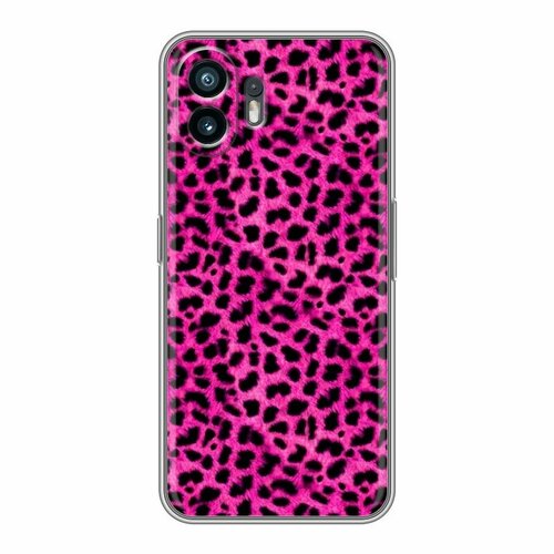 чехол для карт авокадо розовый фон с отверстием Дизайнерский силиконовый чехол для Насинг Фон 2 / Nothing Phone (2) Розовый леопард