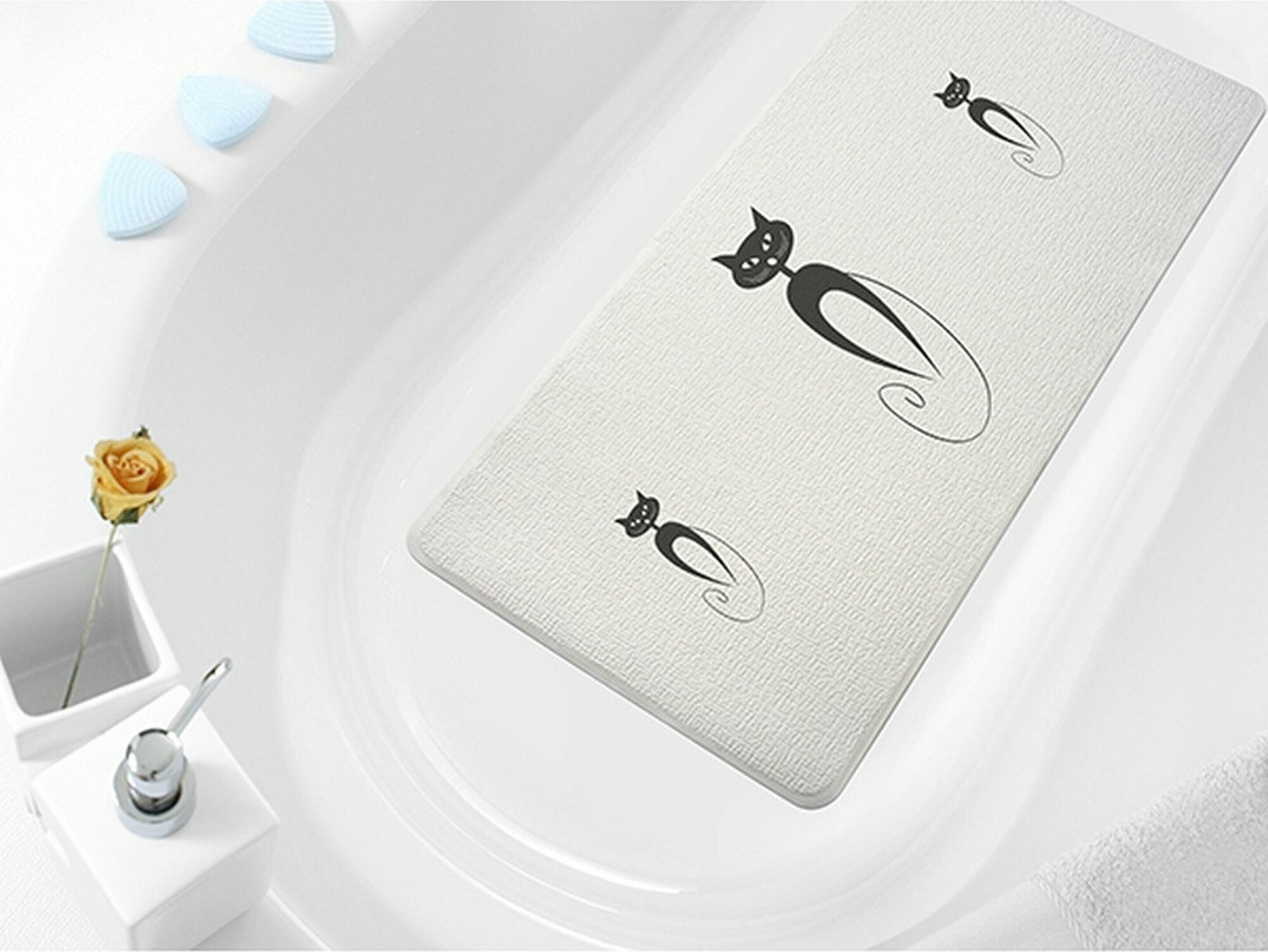 фото Коврик для ванной команты Bacchetta Cats 36х71 см текстильный белый