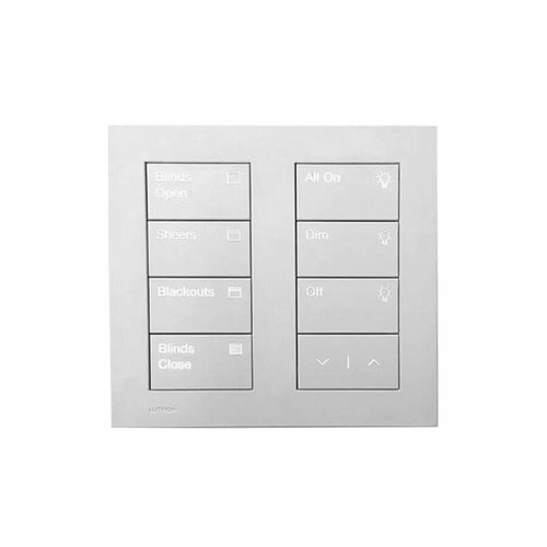 Кнопочная панель [HQWT-S-P4RW-WH-E] Lutron 7 кнопок и клавиши поднять. опустить, пластик белый.