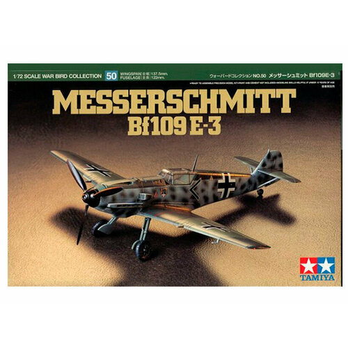 60750 Tamiya Немецкий истребитель Messerschmitt Bf 109E-3 (1:72) сборная модель combat set истребитель низкоплан bf109g 10 и спитфайр mk v