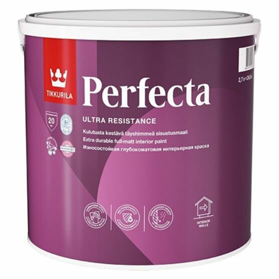 TIKKURILA PERFECTA краска износостойкая, интерьерная, глубокоматовая, база A (2,7л)