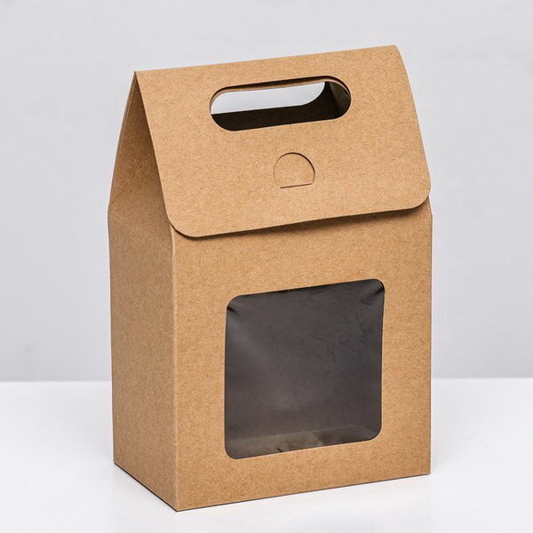 Коробка-пакет с окном крафт 15 x 10 x 6 см 5 шт.