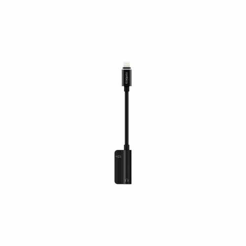 Переходник Rombica L Adapter 3.5C, Lightning Male - 3.5 mini-Jack Female + Lightning Female (только зарядка) черный
