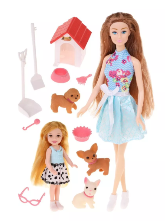 Куклы Наша Игрушка 7726-A2 Счастливая семья 29см и 14см 11 предметов