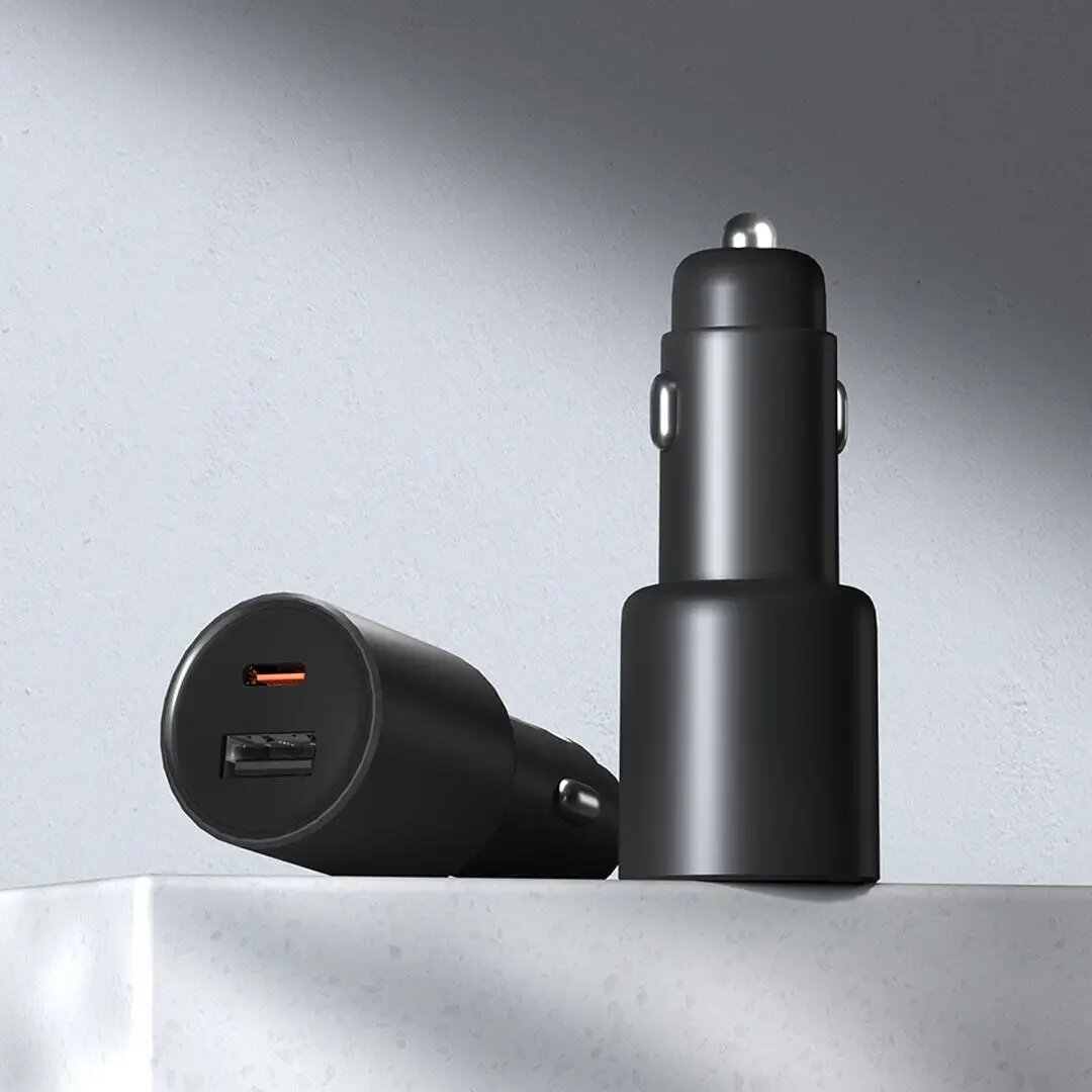 Картинки Автомобильное зарядное устройство Xiaomi 43 Вт, двухпортовое зарядное устройство USB A USB C 1A1C QC&DP 3,0, быстрая зарядка для IPhone, Xiaomi, Samsung, Huawei, зарядное устройство для телефона