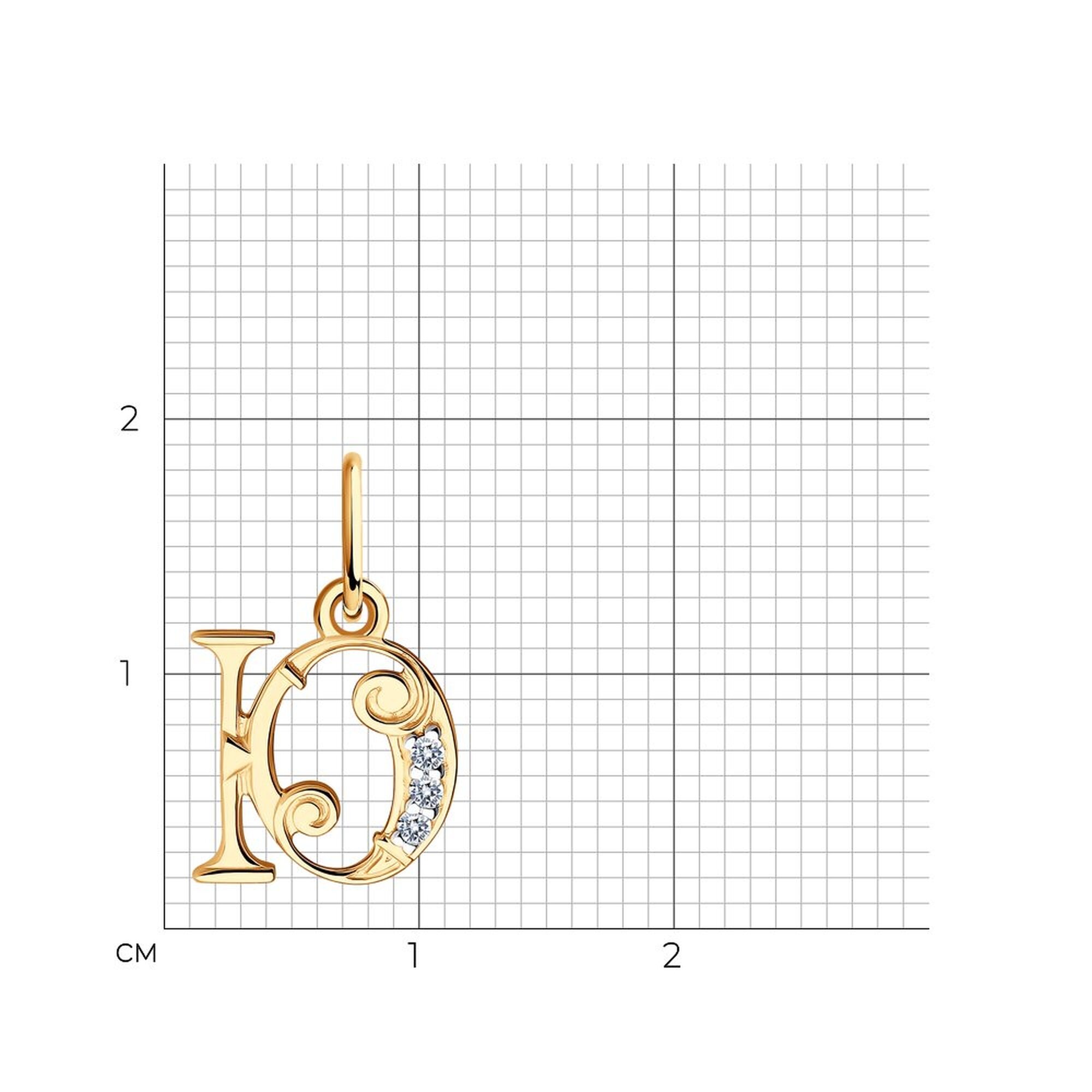 Подвеска Diamant online, красное золото, 585 проба, фианит, размер 1.8 см., прозрачный — фото 1