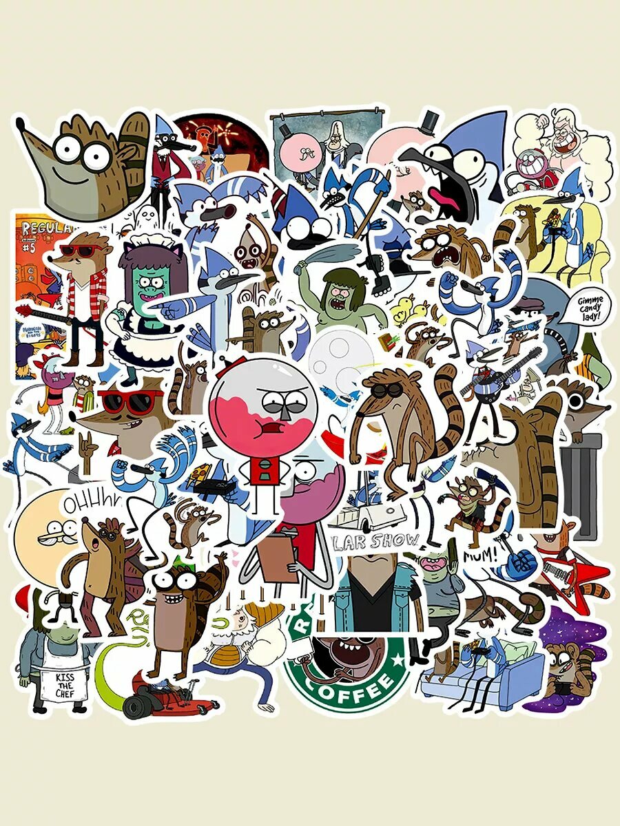 Набор самоклеящихся виниловых наклеек Regular Show 53 шт — фото 1