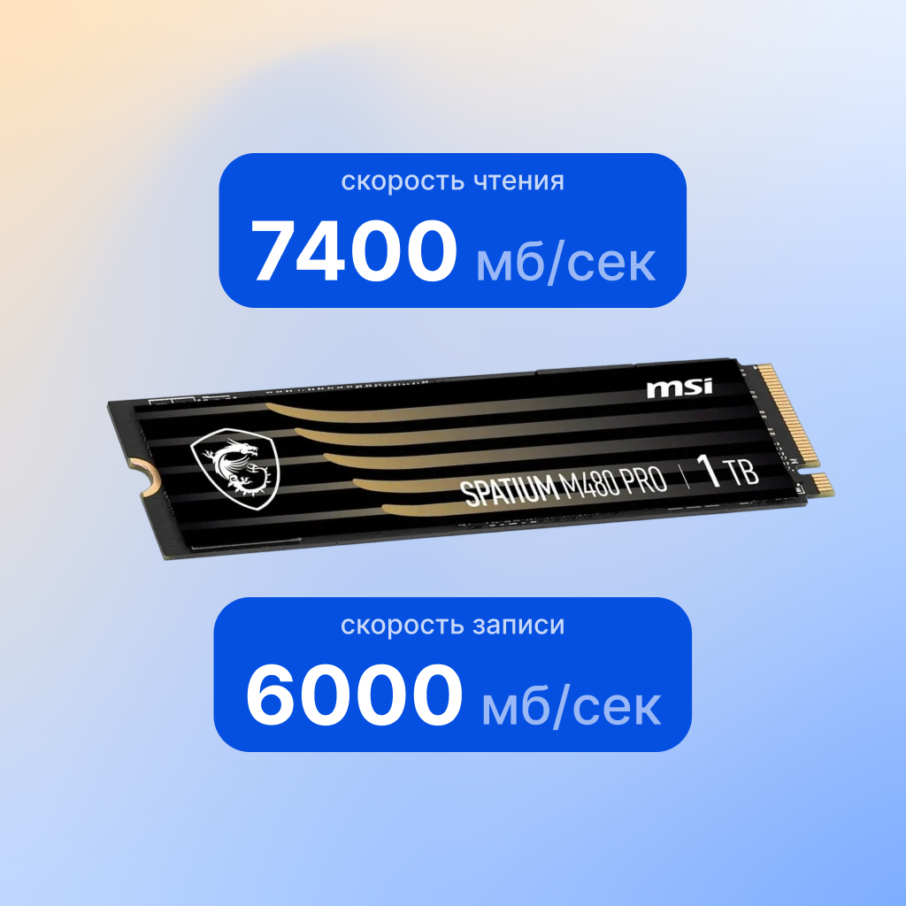 Внутренний SSD диск MSI Spatium M480 Pro 1TB, M.2 (S78-440L1G0-P83) — фото 1
