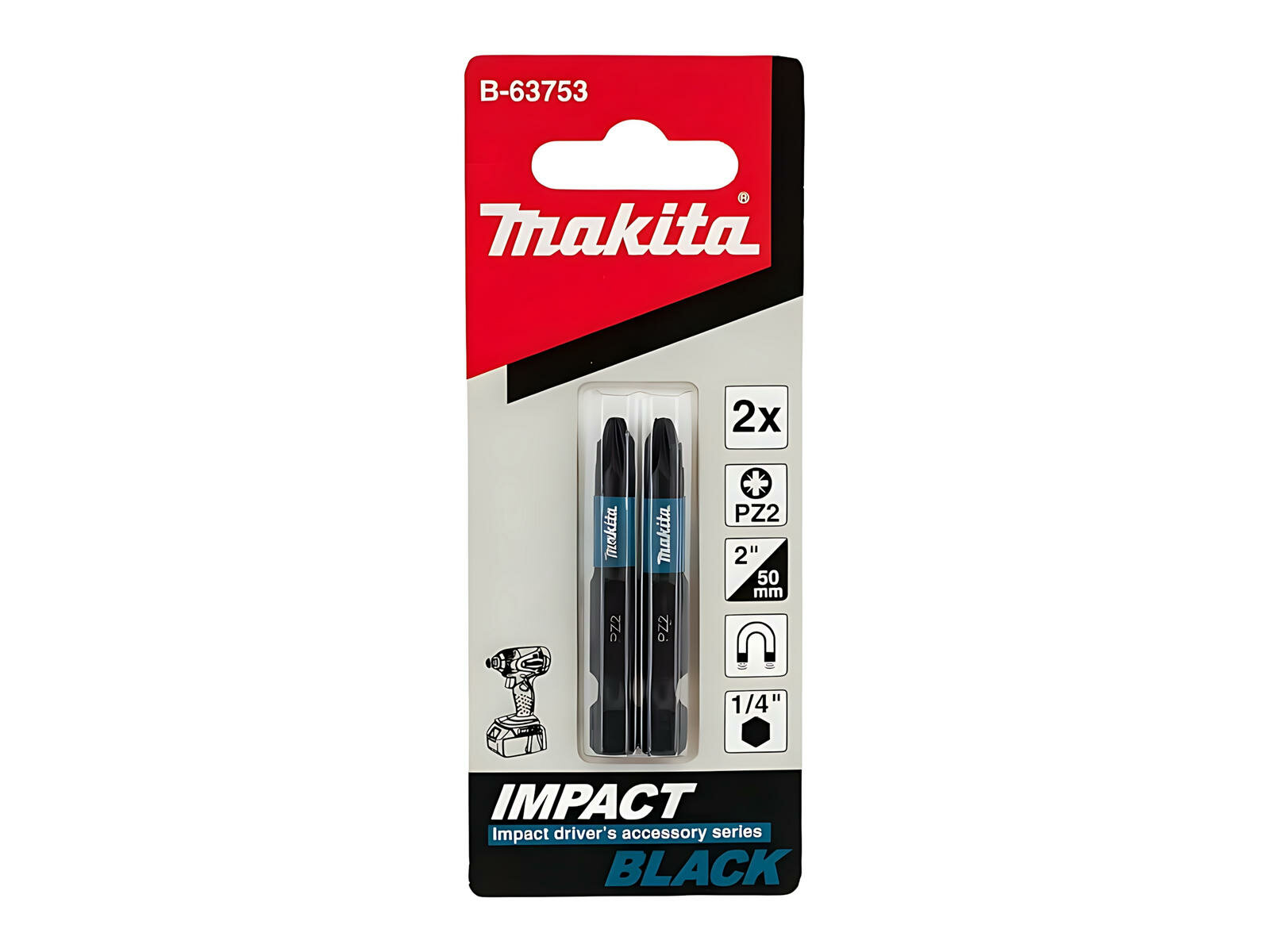 Бита PZ 2 х 50 мм E-form (2 шт.) Impact Black MZ MAKITA B-63753