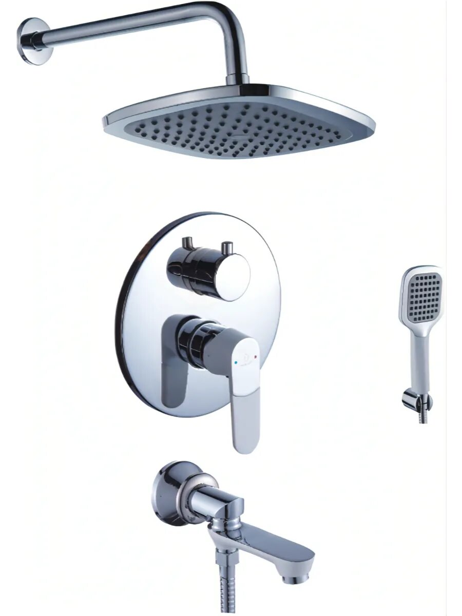 Смеситель для ванны Diadonna, латунь, одно рычажный, встраиваемый, белый/хром