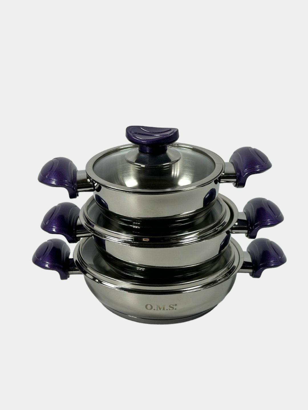 Набор кастрюль O.M.S Collection OMS 1034 S, нержавеющая сталь, Фиолетовый — фото 1