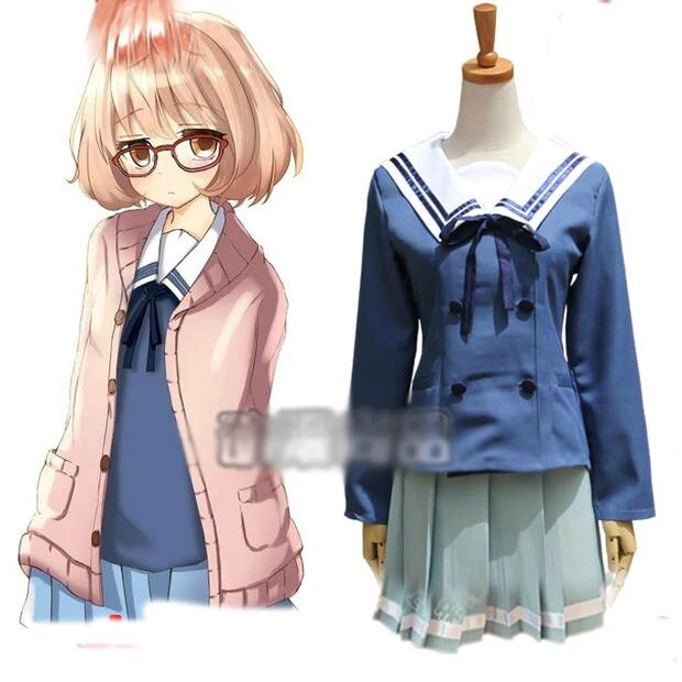 Школьная форма Курияма kyoukai no kanata Мирай японское аниме косплей костюм на Хэллоуин, L, k, Унисекс