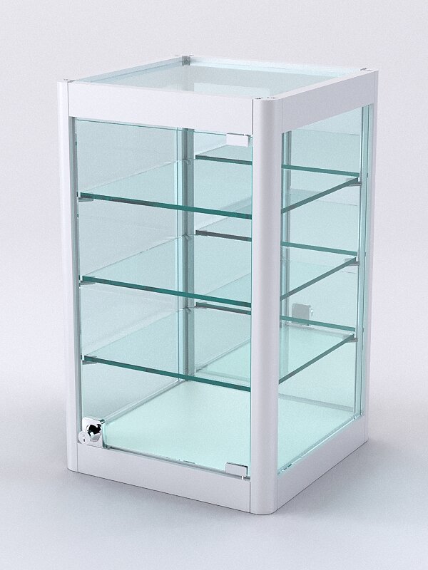 Витрина из профиля настольная "вайб" №6-3П-З-300 (задняя стенка Зеркало), Белый