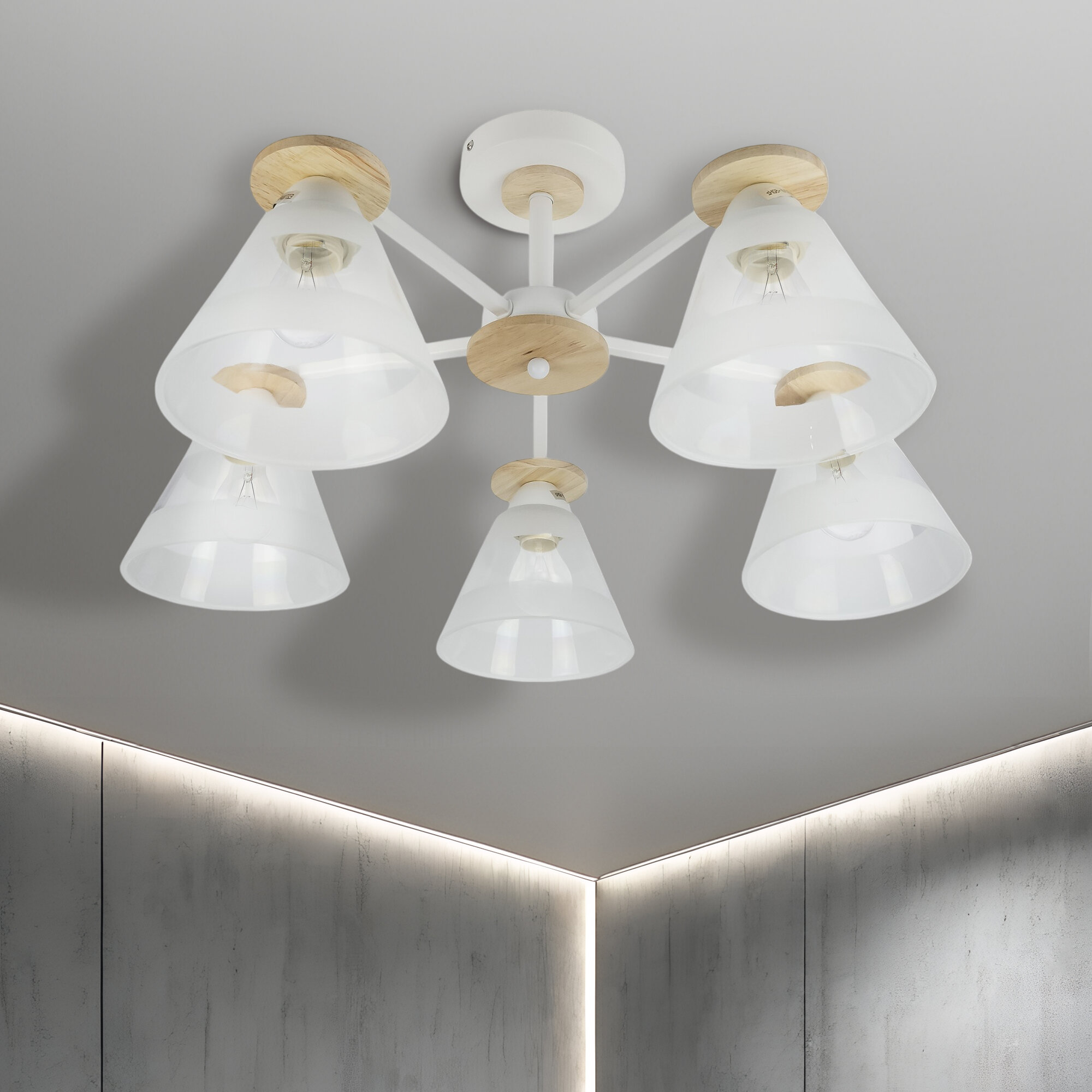 Люстра потолочная Brilliant light XA1625-5 5*Е27 цвет белый дерево