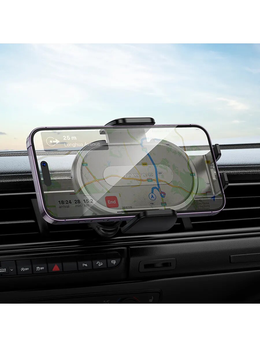 Автодержатель Borofone Rio BH133, зажим на воздуховод, силикон, ABS-пластик — фото 1