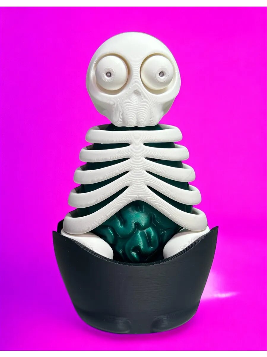 Матрешка - Muerta уникальная 13 см 10 элементов скелет сердце фигурка — фото 1