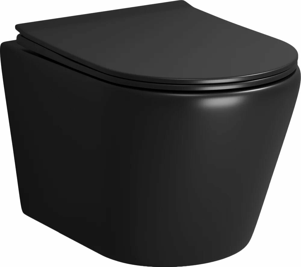 Унитаз подвесной Grossman GR-4478BMS с микролифтом безободковый овальный черный без бачка фаянсовый антивсплеск