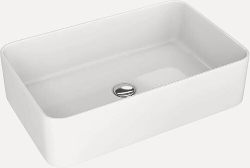 Изображение товара Накладная раковина Kirovit Олимпия 56 накладная, без отверстия под смеситель, фаянсовая, прямоугольная, раковина для ванной, белая