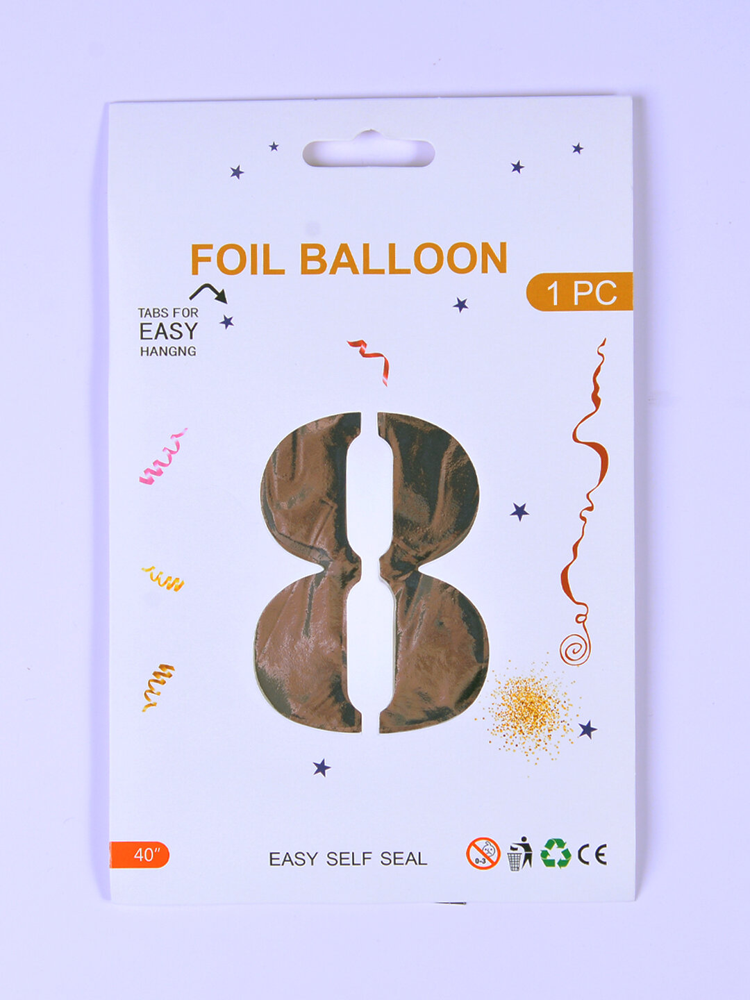 Фольгированный шар, "Цифра 8", серебристый, для праздника, без гелия — фото 1