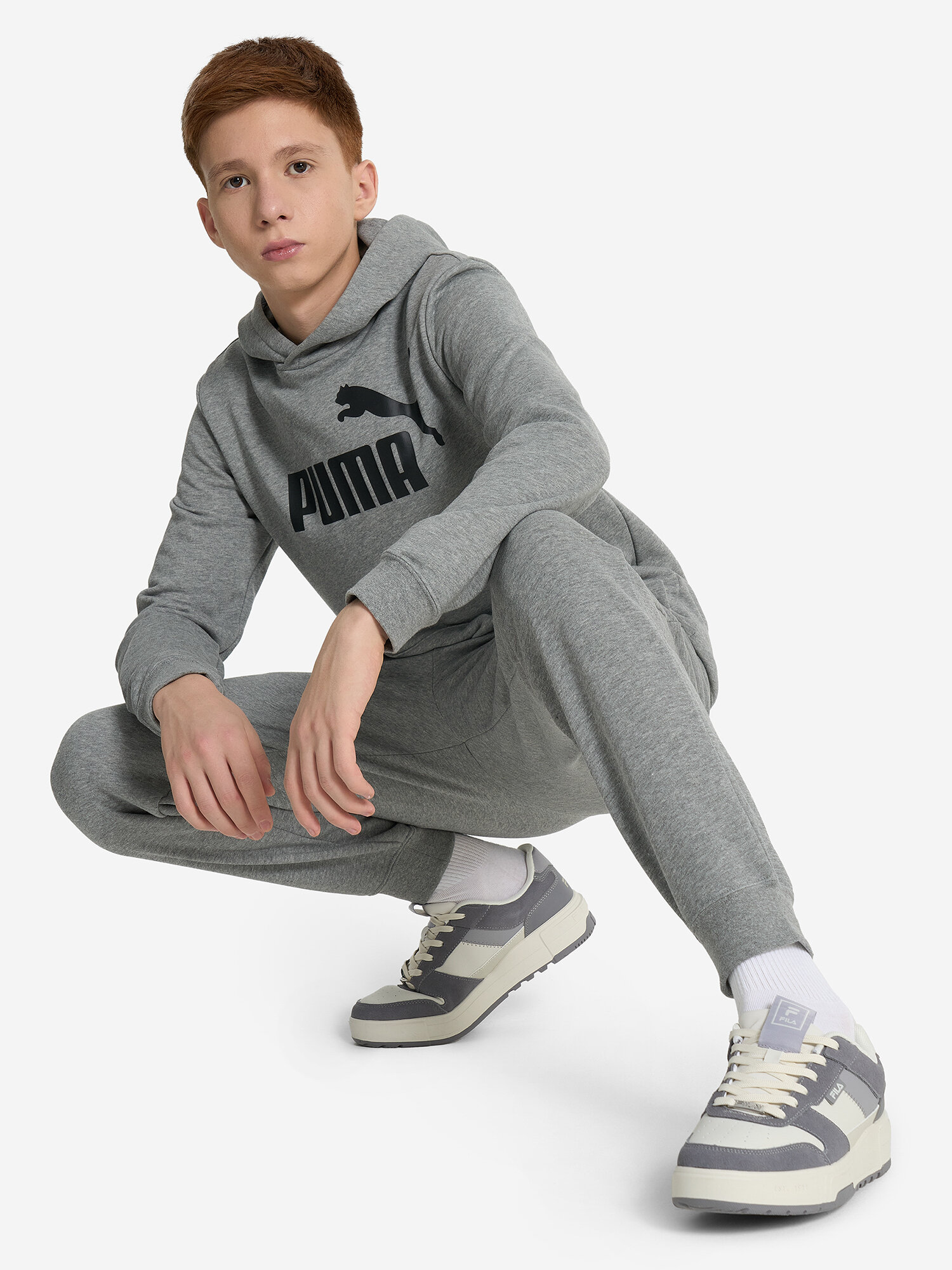 Брюки PUMA, размер 164, серый меланж — фото 1