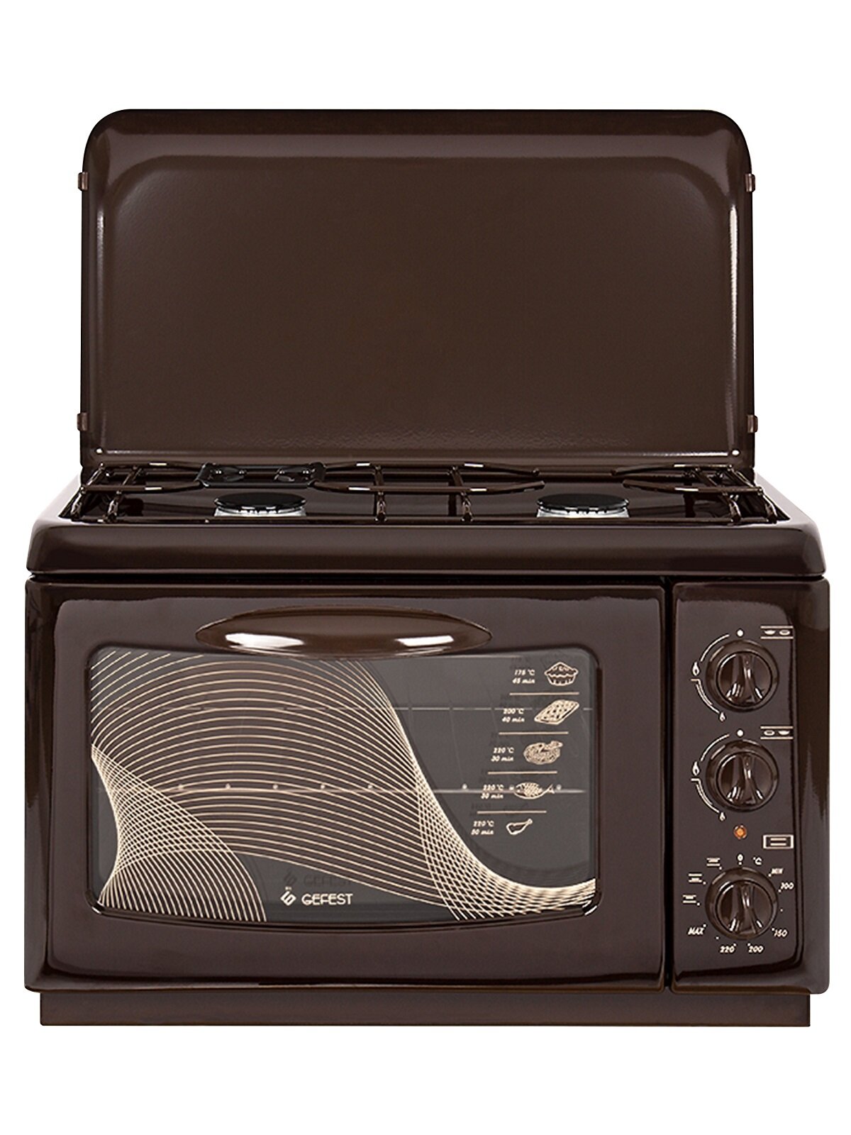 Газовая плита настольная с электрической духовкой Gefest ПГЭ 120 К19 коричневый