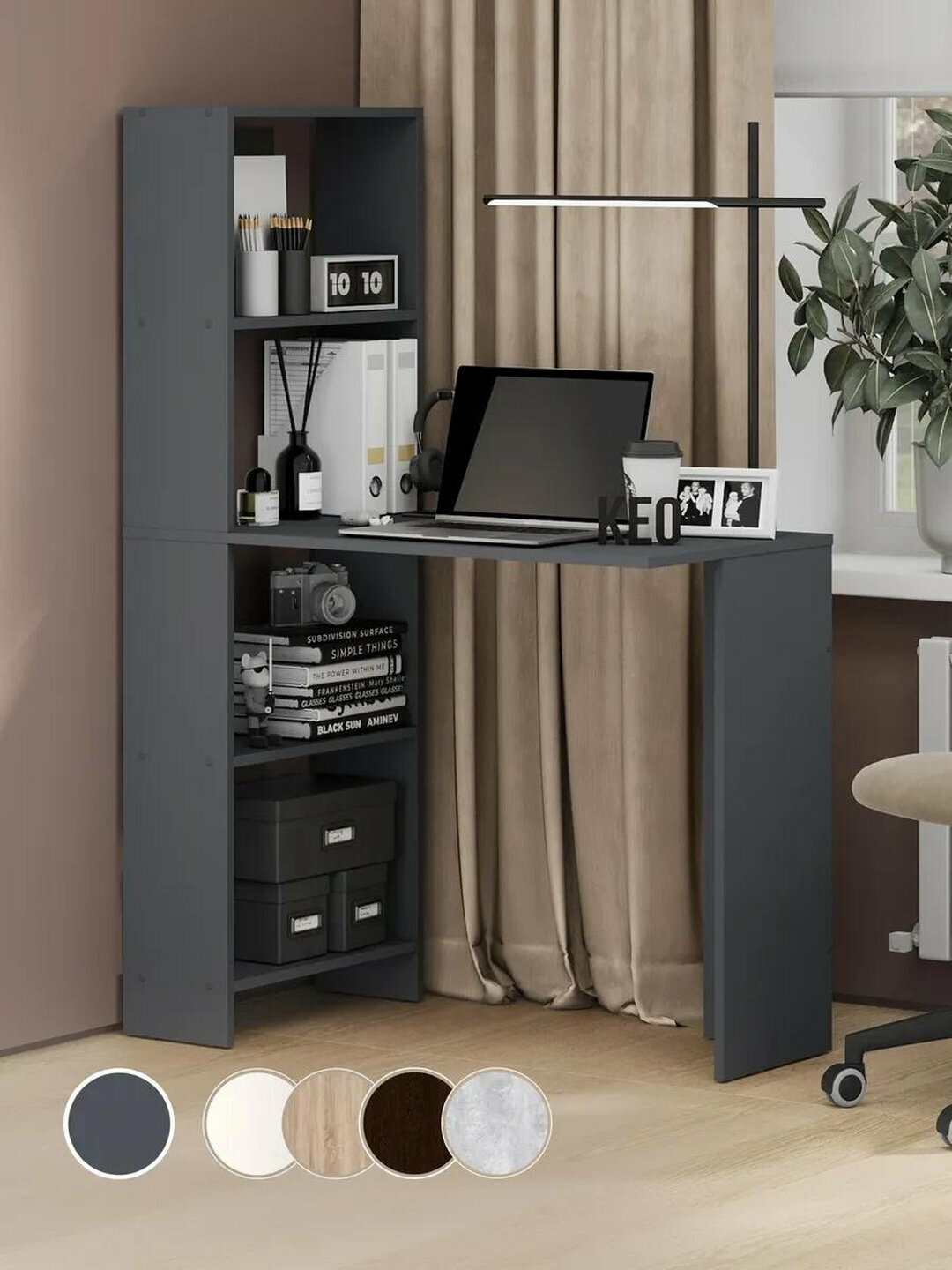 Письменный стол Martin CTK100, белый глянец, ЛДСП, 90x45x130 см — фото 1