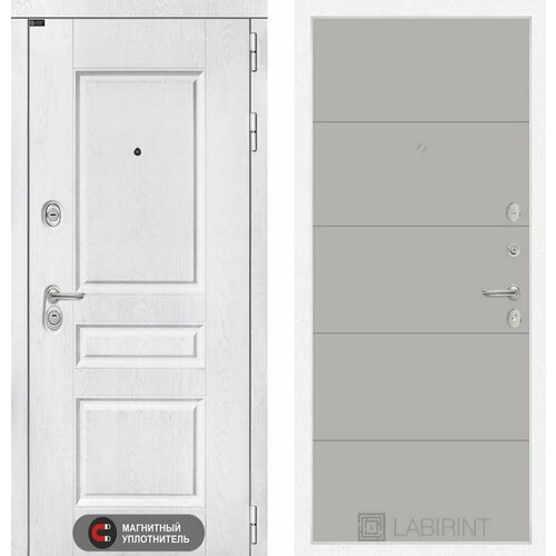 Входная дверь Labirint Versal 13 Грей Софт (Серый светлый) 960x2050, открывание левое