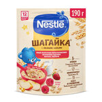 Каша Nestlé молочная Шагайка мультизлаковая земляника садовая, яблоко и малина, с 12 месяцев, 190 г - изображение